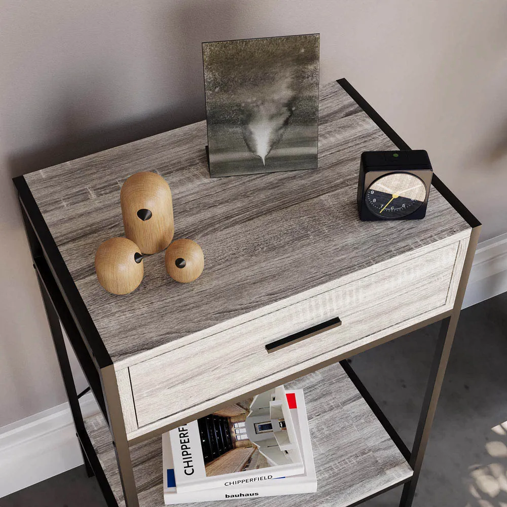 Brooklyn Single Drawer Console Table with Shelf - Grey