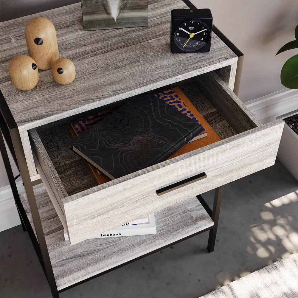 Brooklyn Single Drawer Console Table with Shelf - Grey