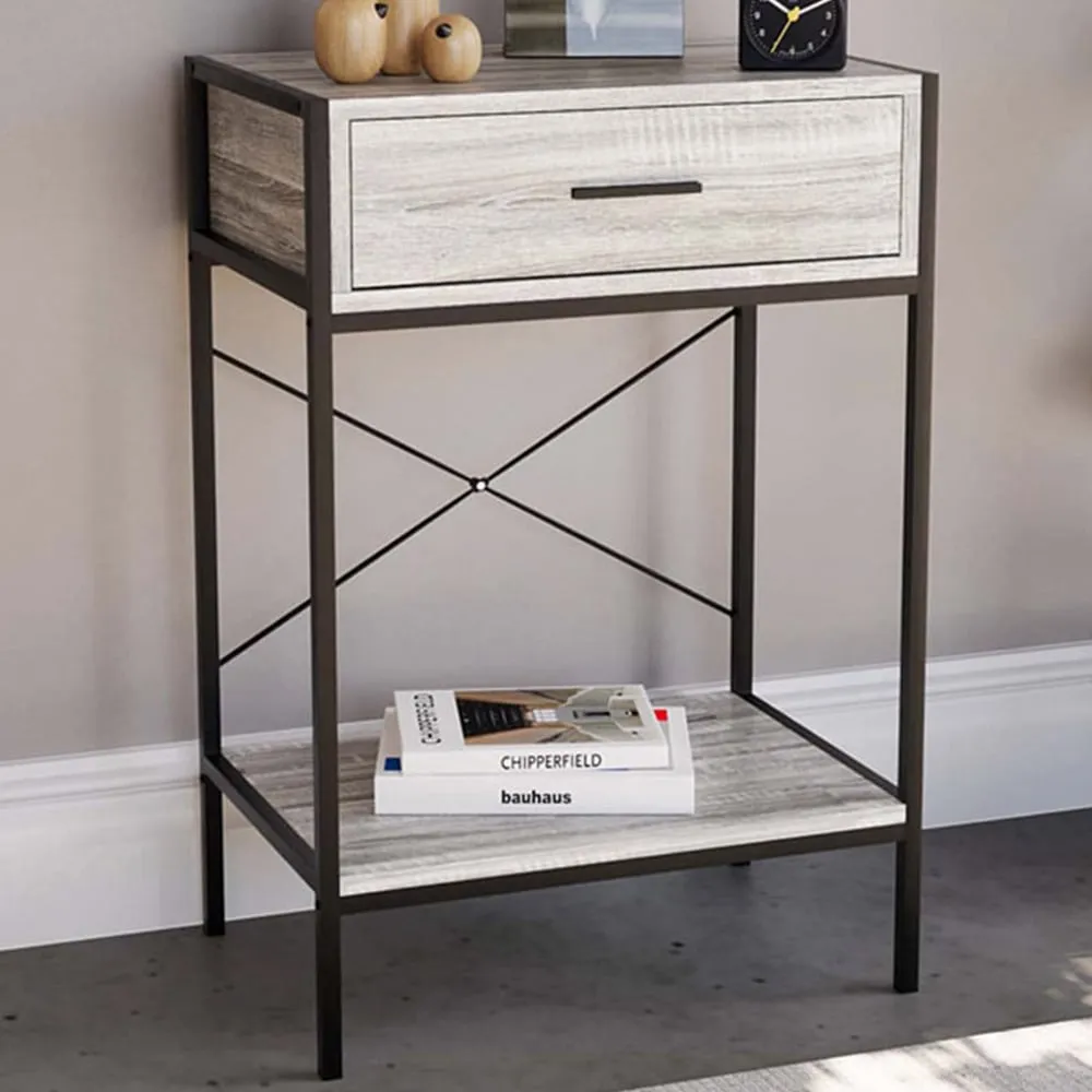 Brooklyn Single Drawer Console Table with Shelf - Grey