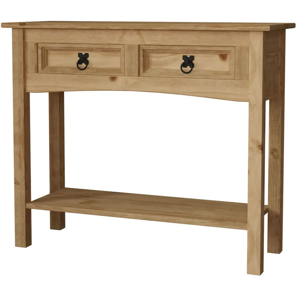 Corona 2 Drawer Console Table with Shelf - Brown, Pine