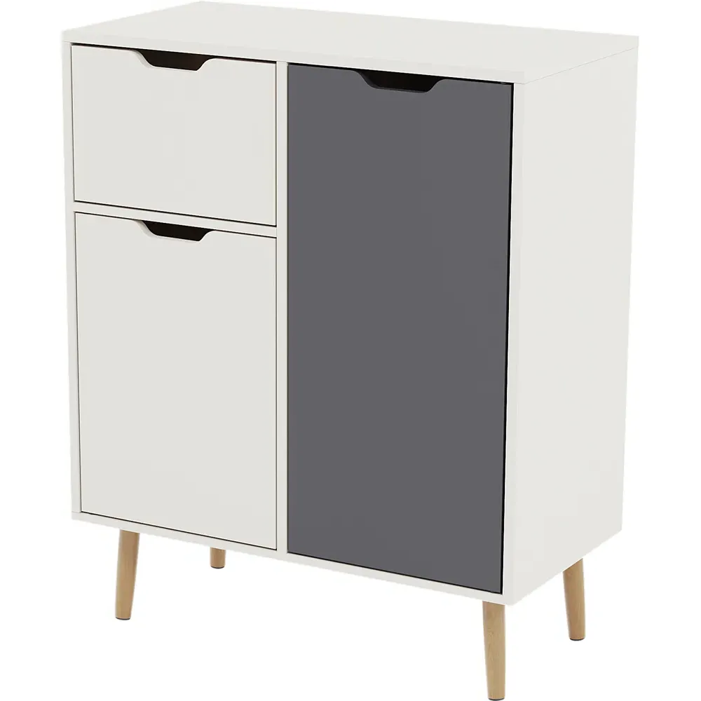 2 Door Single Drawer Sideboard - Grey, White