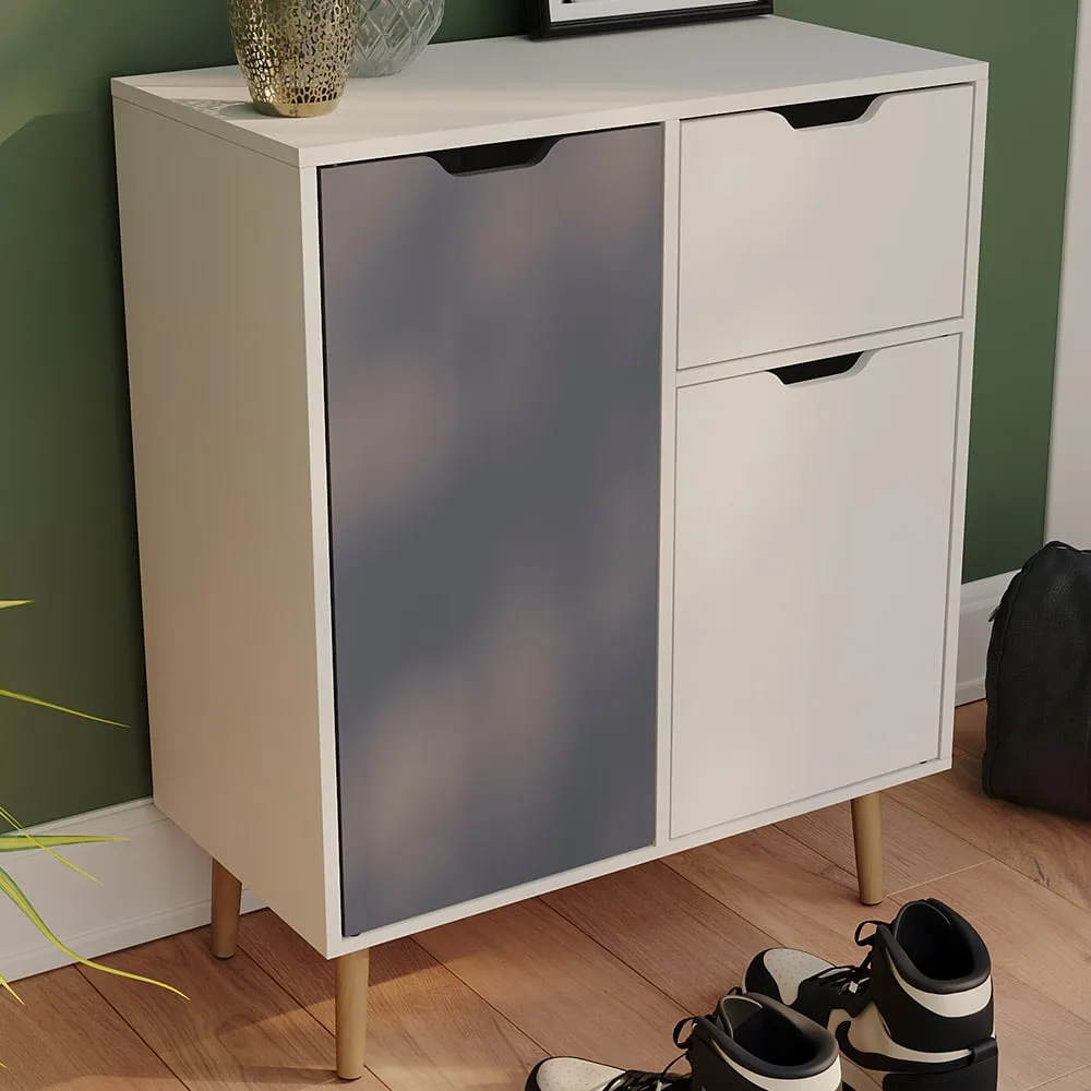 2 Door Single Drawer Sideboard - Grey, White image
