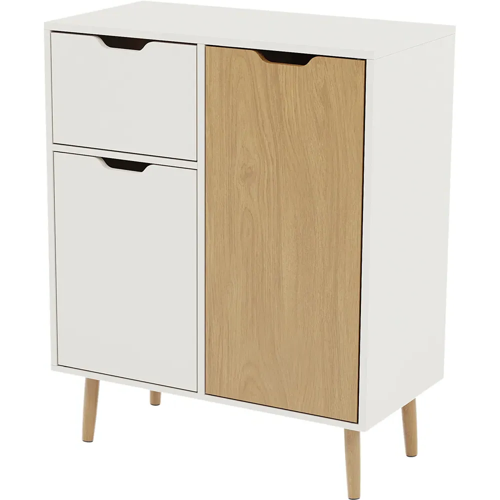 2 Door Single Drawer Sideboard - Oak, White