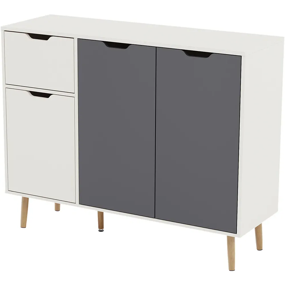 3 Door Single Drawer Sideboard - Grey, White