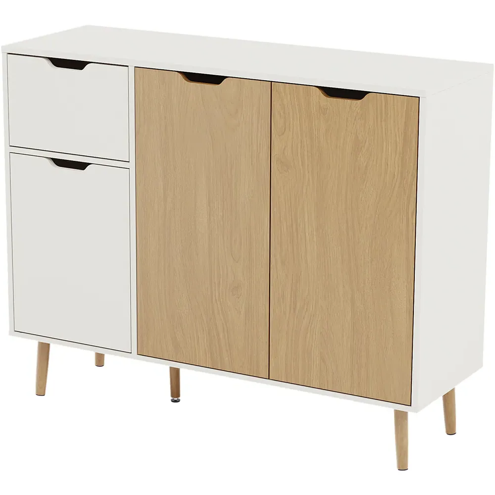 3 Door Single Drawer Sideboard - Oak, White