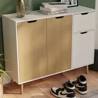 3 Door Single Drawer Sideboard - Oak, White