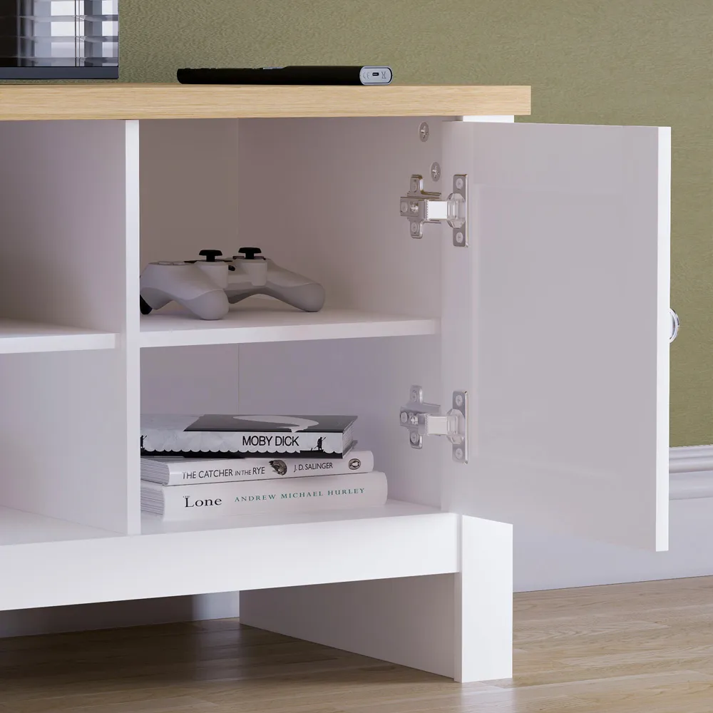Arlington 2 Door TV Unit with Storage - White