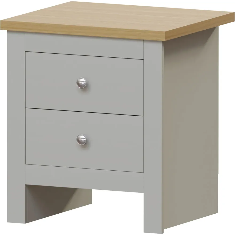 Arlington 2 Drawer Bedside Table - Grey