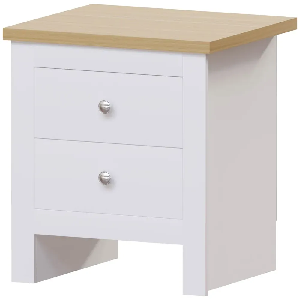 Arlington 2 Drawer Bedside Table - White