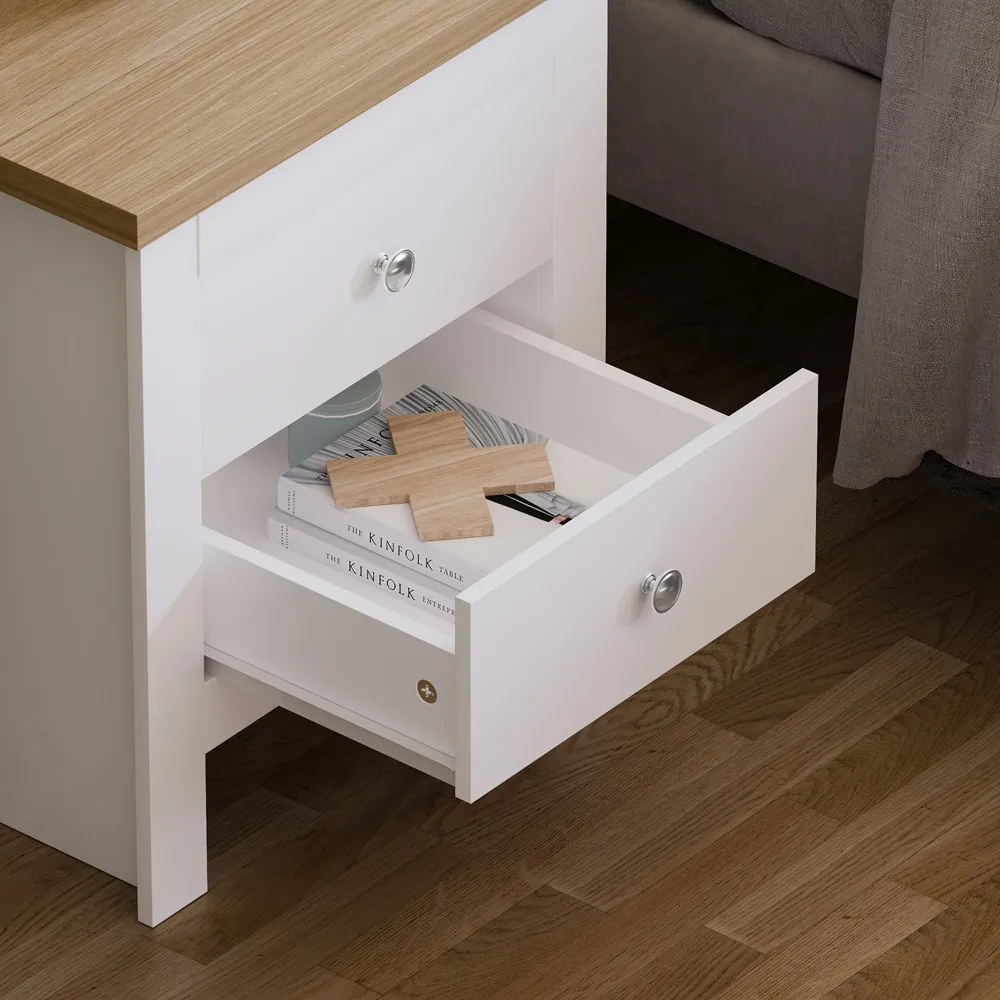 Arlington 2 Drawer Bedside Table - White