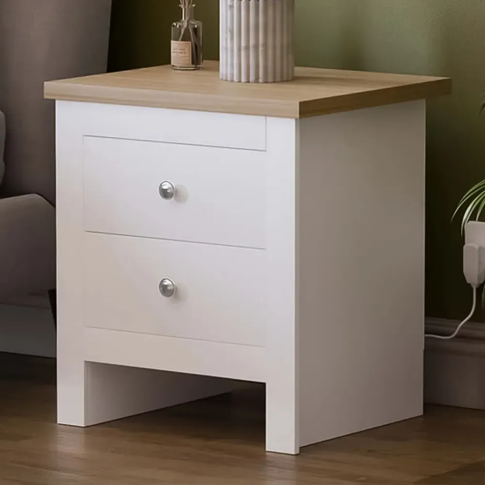 Arlington 2 Drawer Bedside Table - White