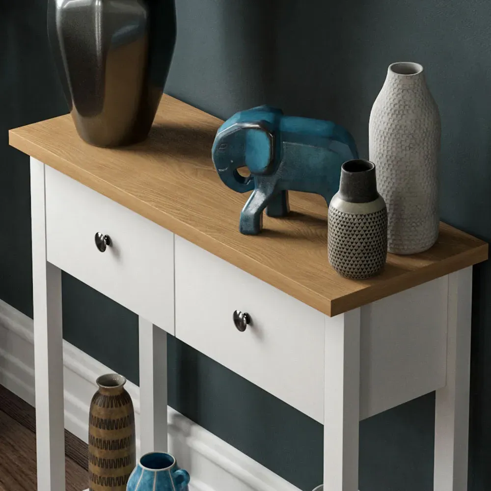 Arlington 2 Drawer Console Table - White, Oak