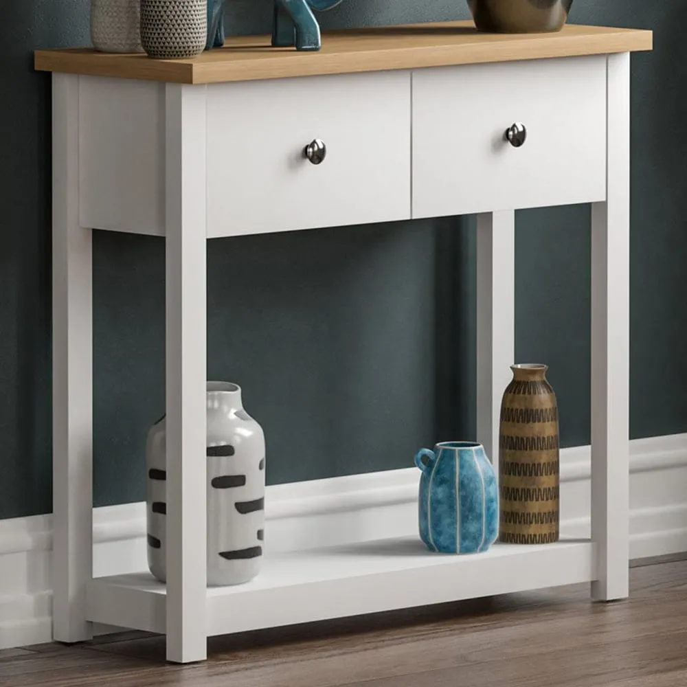 Arlington 2 Drawer Console Table - White, Oak