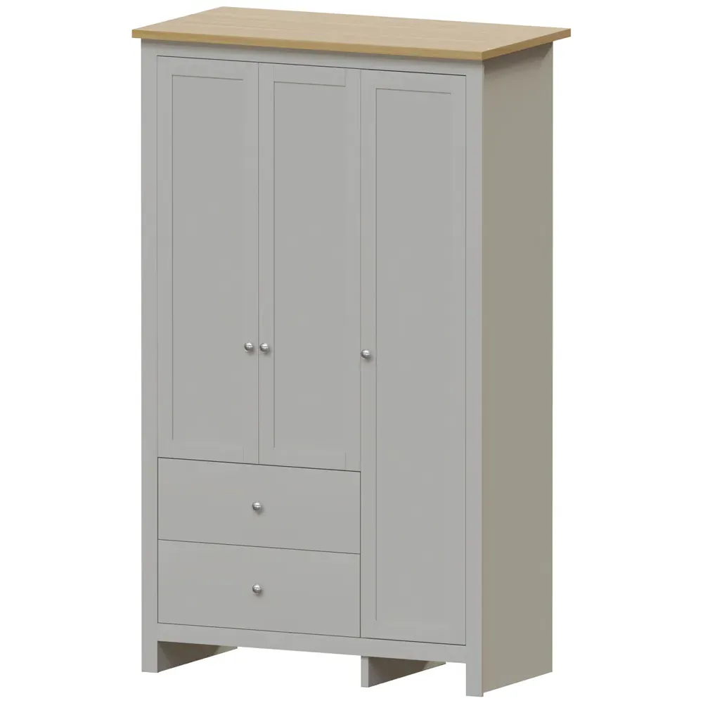 Arlington 3 Door 2 Drawer Wardrobe - Grey
