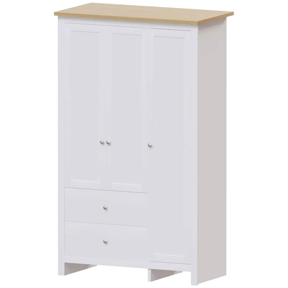 Arlington 3 Door 2 Drawer Wardrobe - White