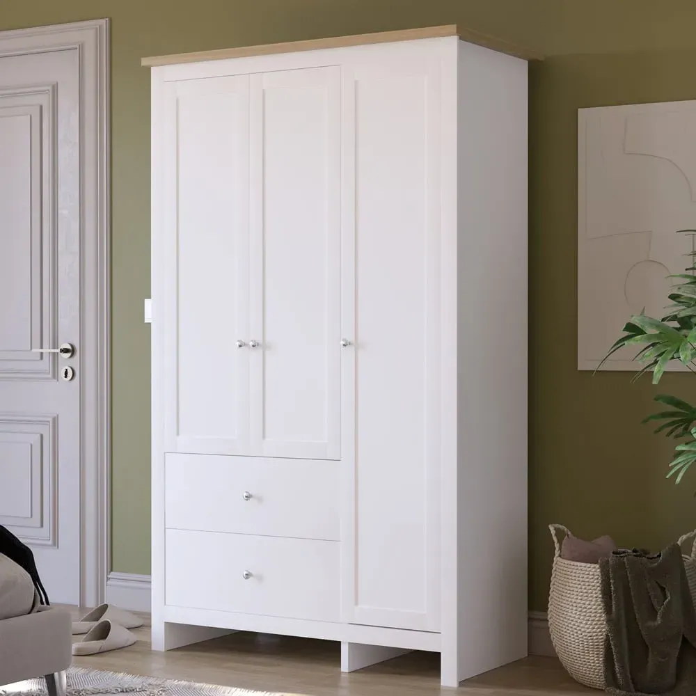 Arlington 3 Door 2 Drawer Wardrobe - White