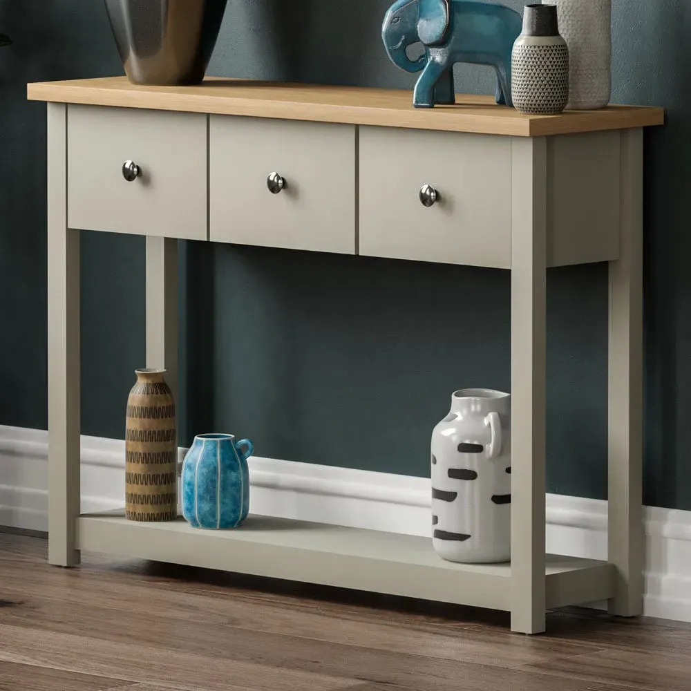 Arlington 3 Drawer Console Table - Grey, Oak