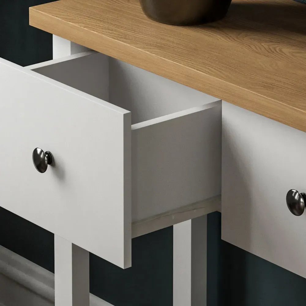 Arlington 3 Drawer Console Table - White, Oak