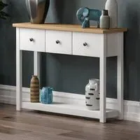 Arlington 3 Drawer Console Table - White, Oak