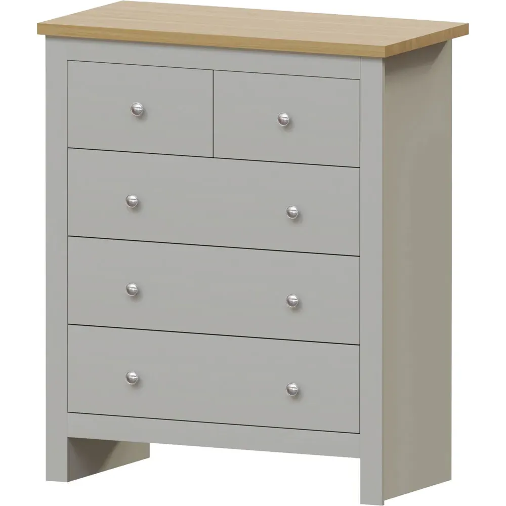 Arlington 5 Drawer Shaker Chest of Drawers - Grey