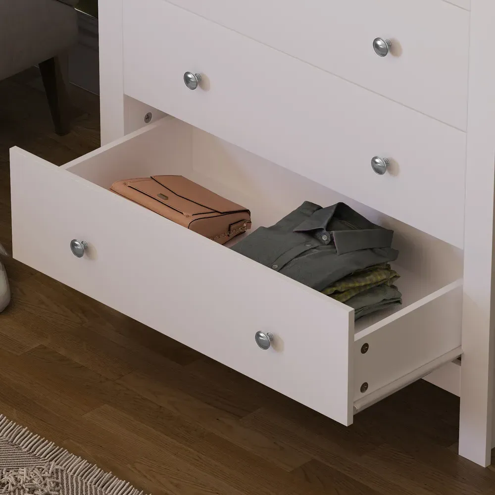 Arlington 5 Drawer Shaker Chest of Drawers - White