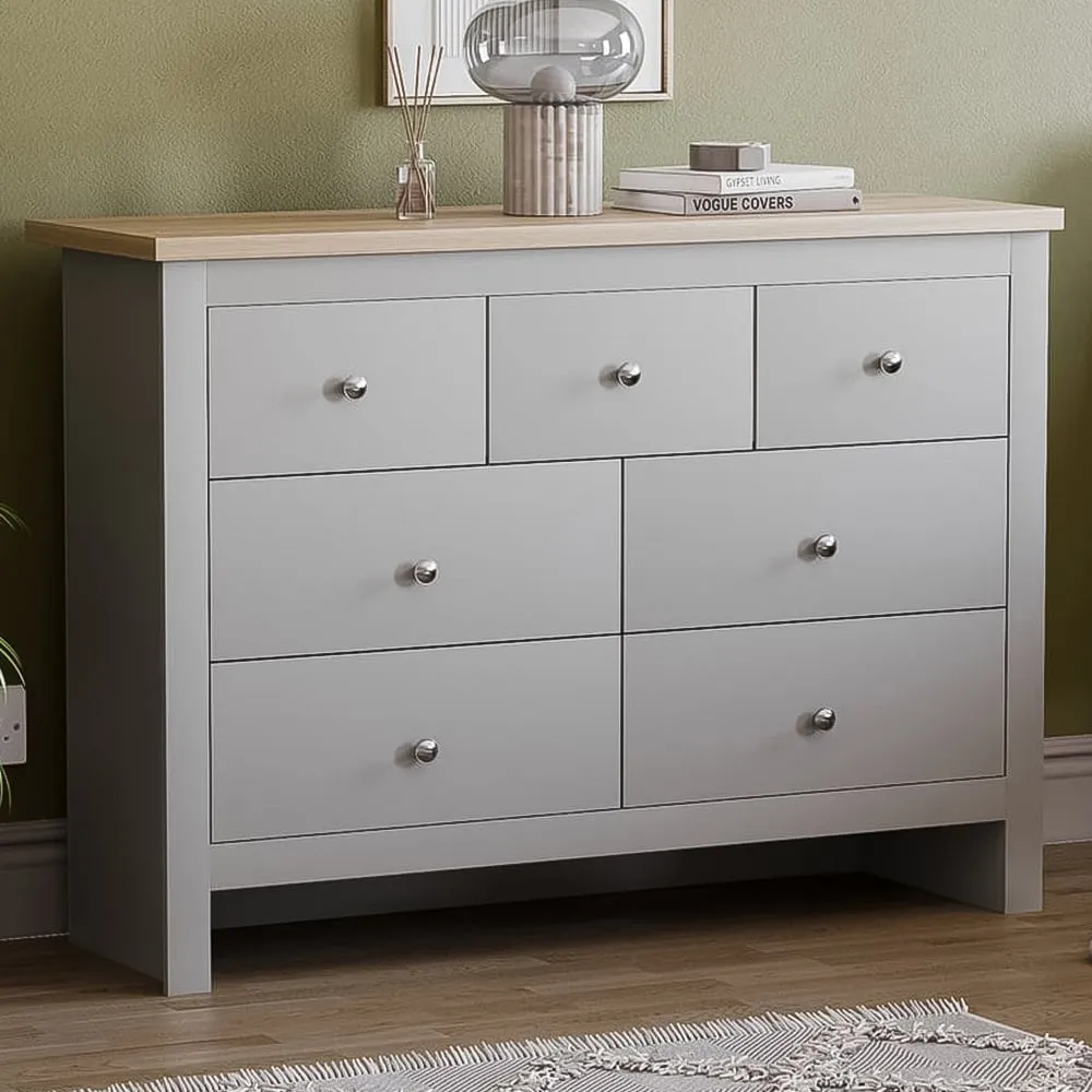 Arlington 7 Drawer Shaker Chest of Drawers - Grey