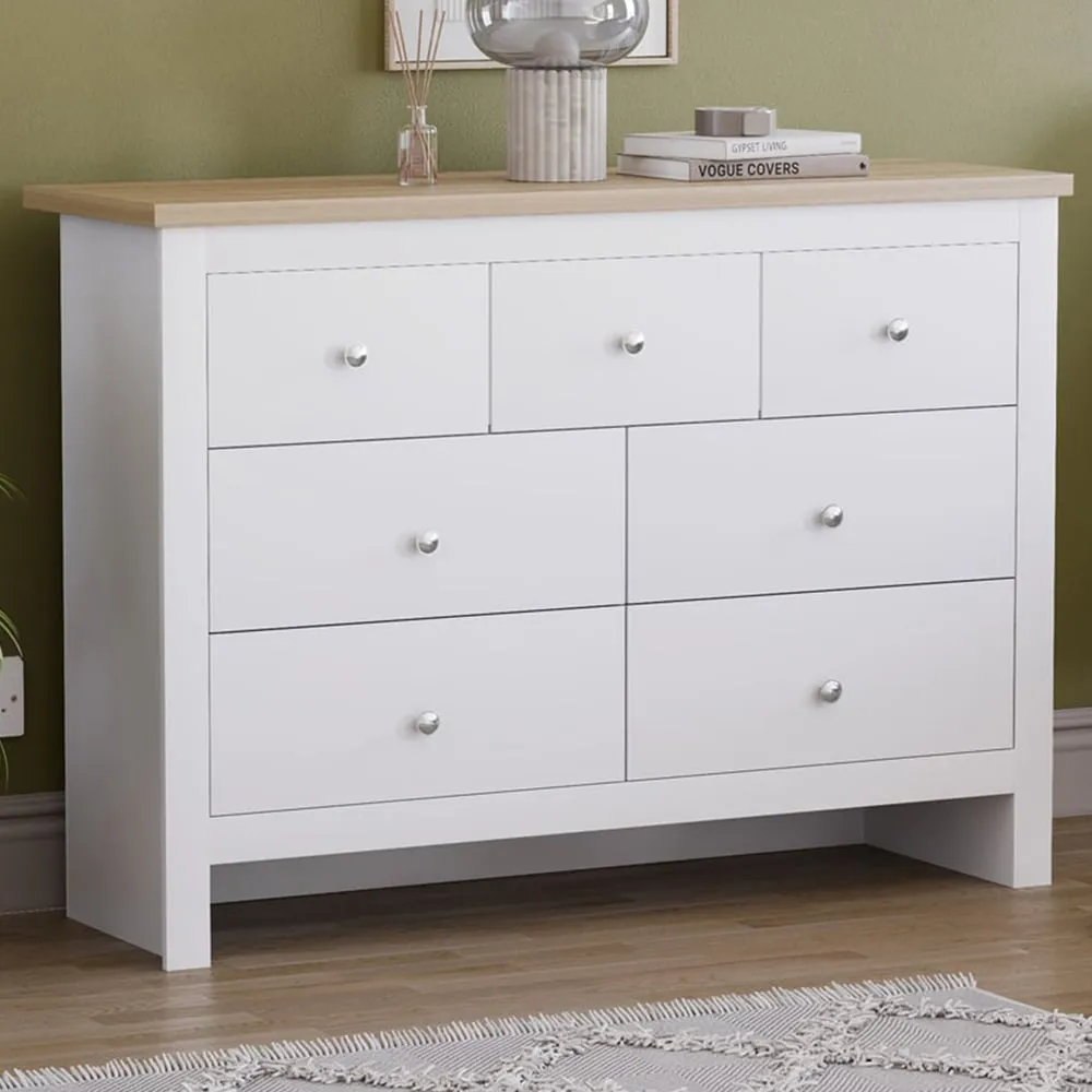 Arlington 7 Drawer Shaker Chest of Drawers - White