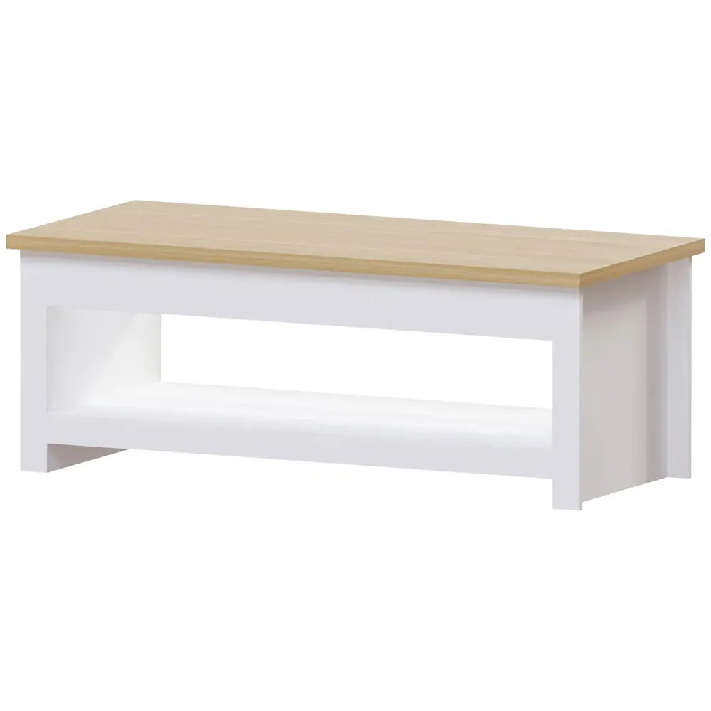 Arlington Coffee Table with Shelf - White