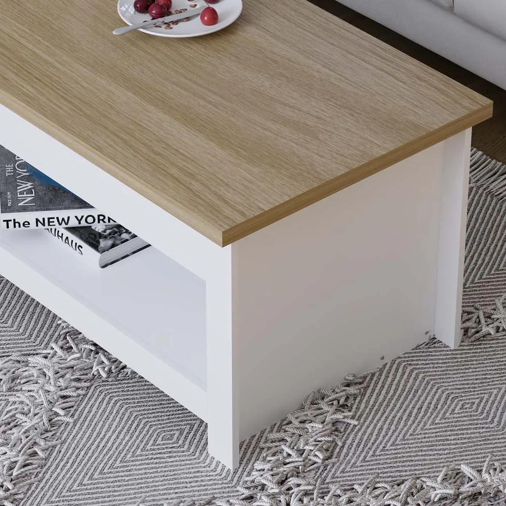 Arlington Coffee Table with Shelf - White