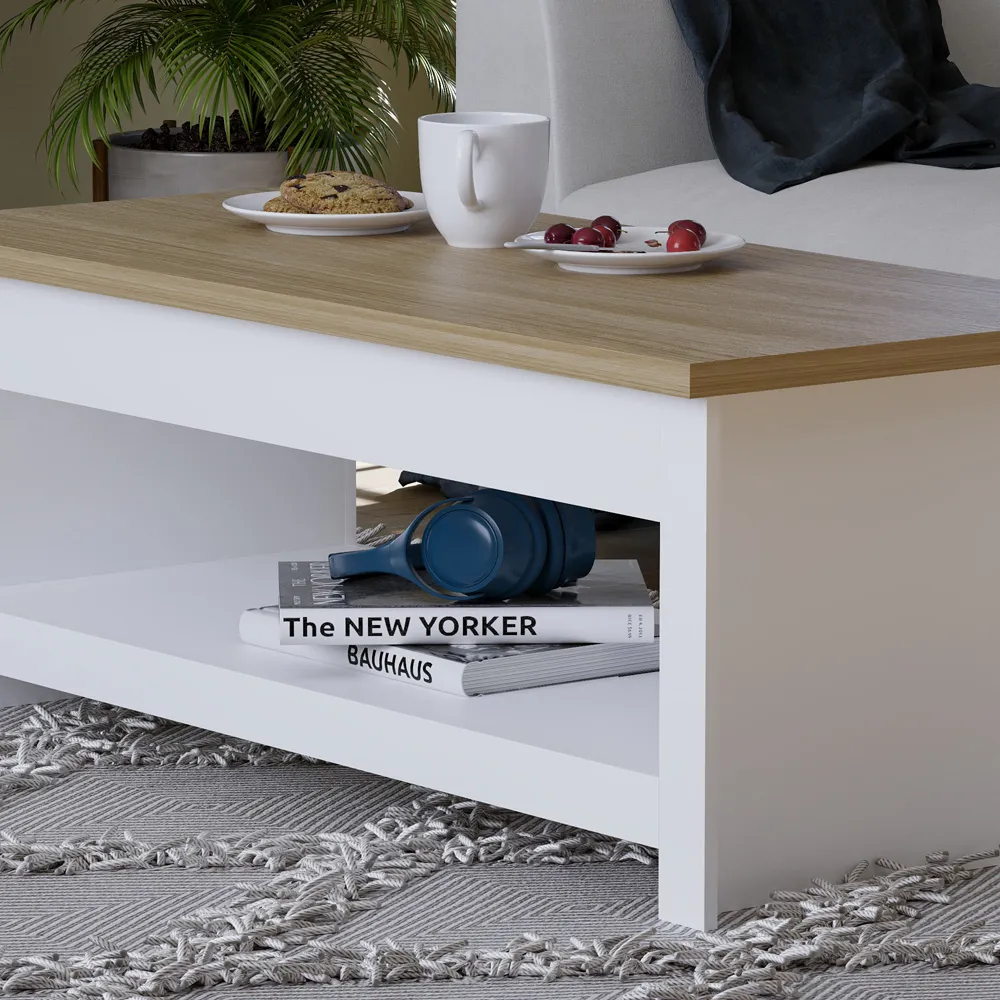 Arlington Coffee Table with Shelf - White