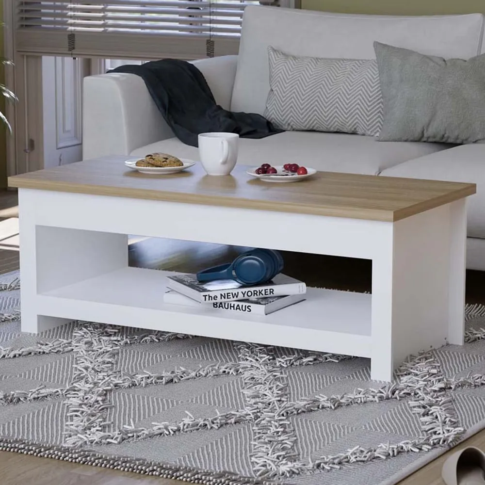 Arlington Coffee Table with Shelf - White