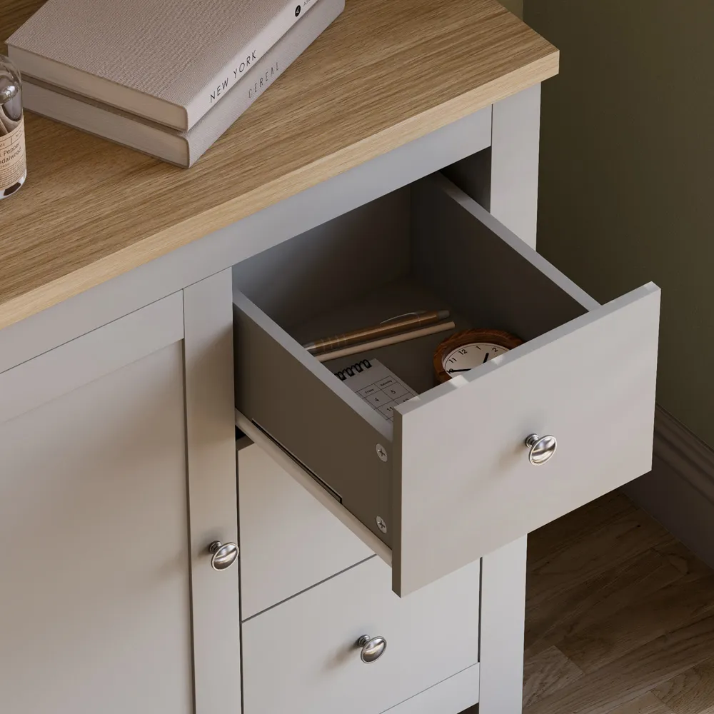 Arlington Single Door 3 Drawer Sideboard - Grey