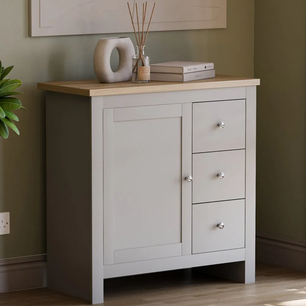 Arlington Single Door 3 Drawer Sideboard - Grey