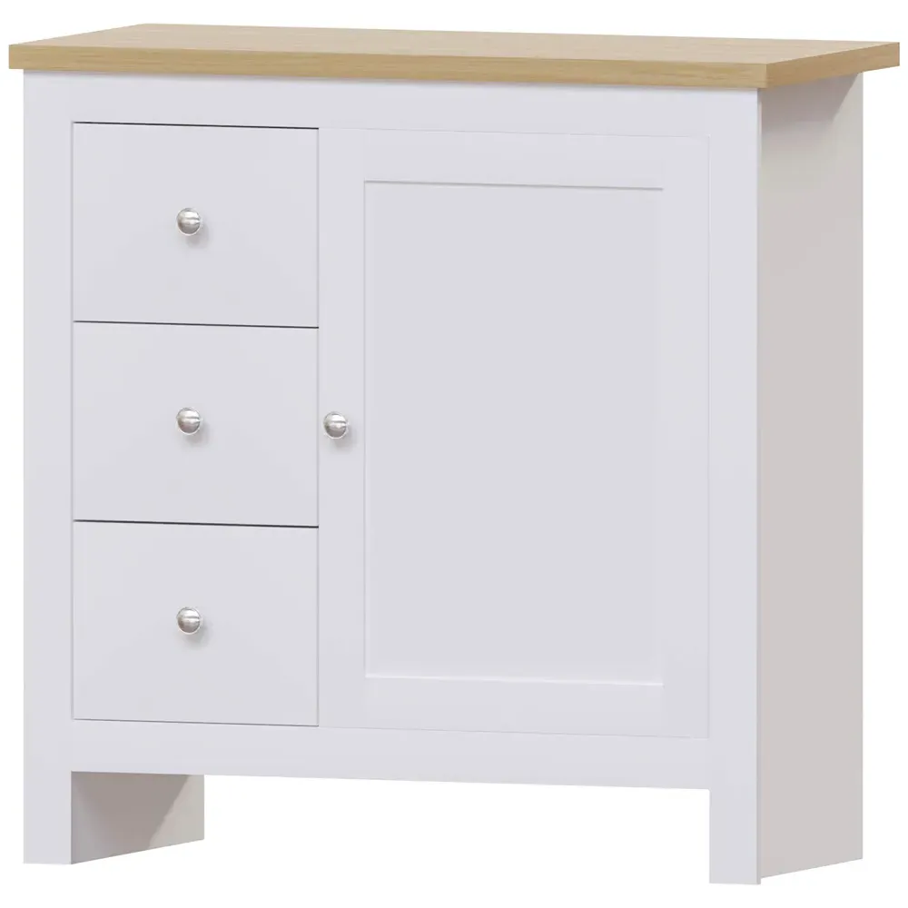 Arlington Single Door 3 Drawer Sideboard - White