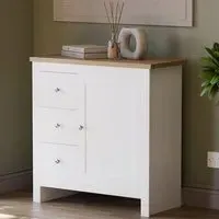 Arlington Single Door 3 Drawer Sideboard - White