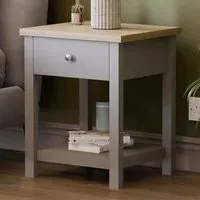 Arlington Single Drawer Bedside Table - Grey
