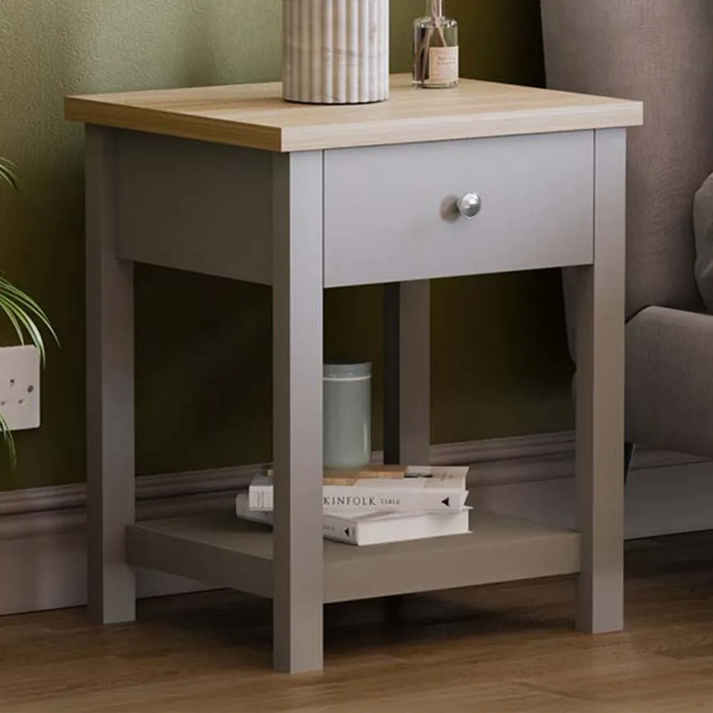 Arlington Single Drawer Bedside Table - Grey image