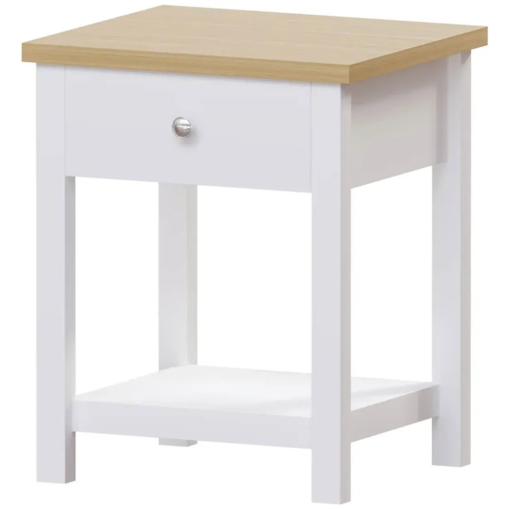 Arlington Single Drawer Bedside Table - White