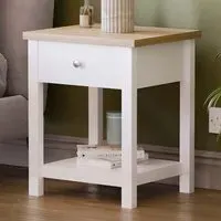 Arlington Single Drawer Bedside Table - White