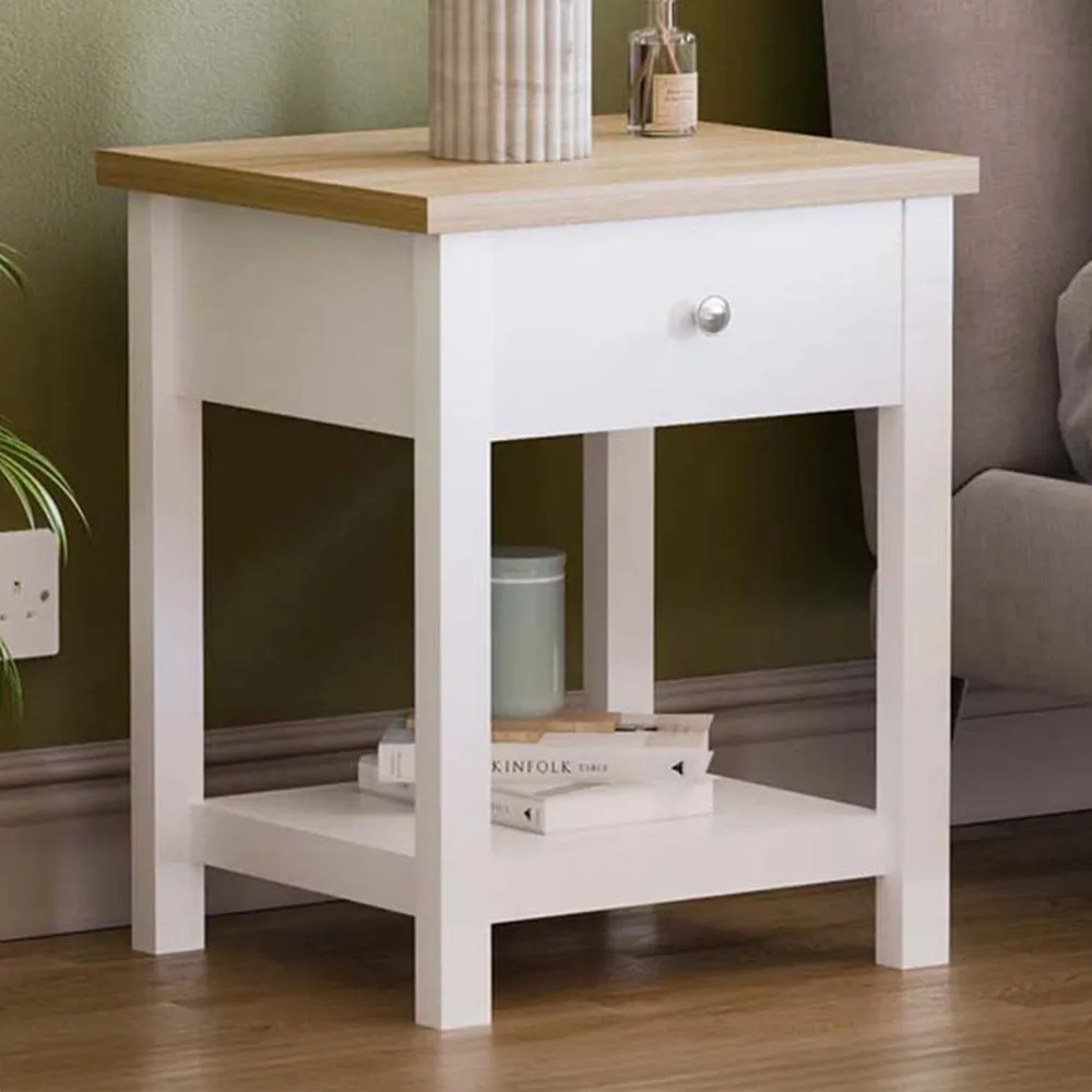 Arlington Single Drawer Bedside Table - White image