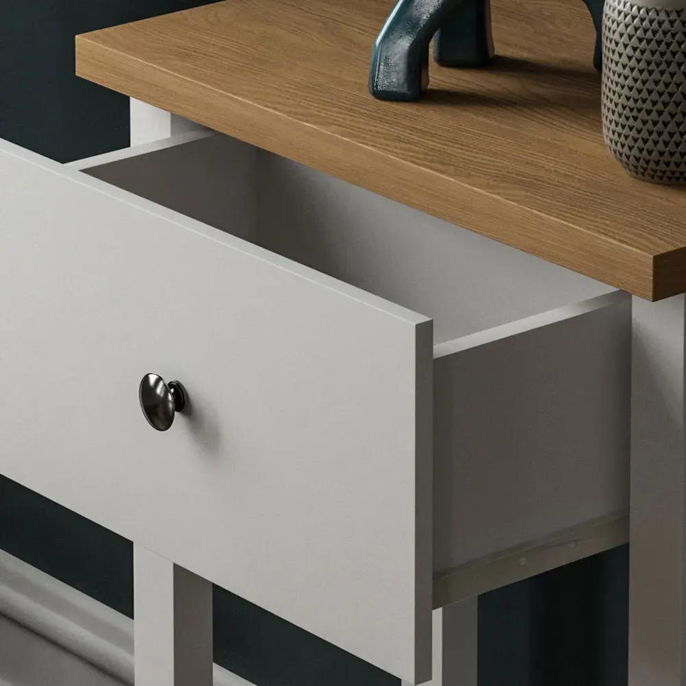 Arlington Single Drawer Console Table - White, Oak