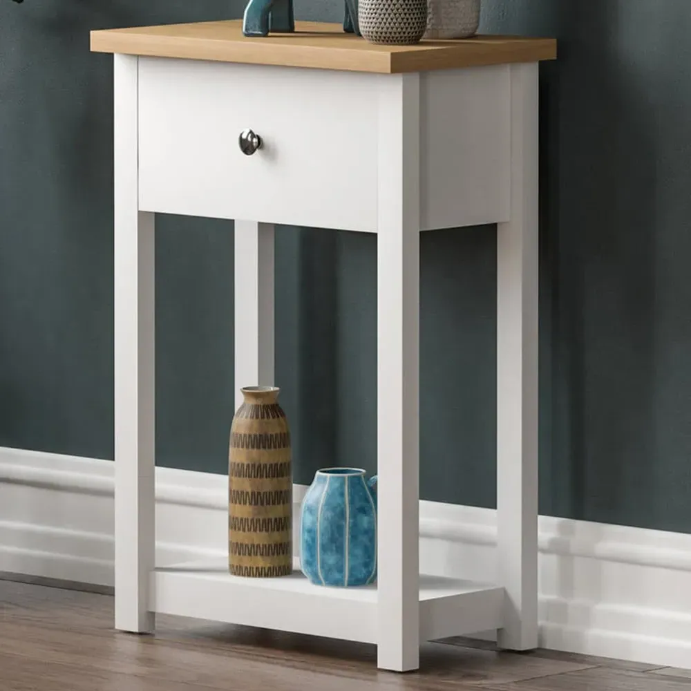 Arlington Single Drawer Console Table - White, Oak
