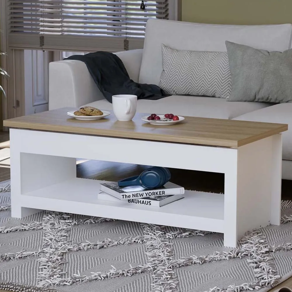 Arlington Sliding Top Coffee Table with Storage - White