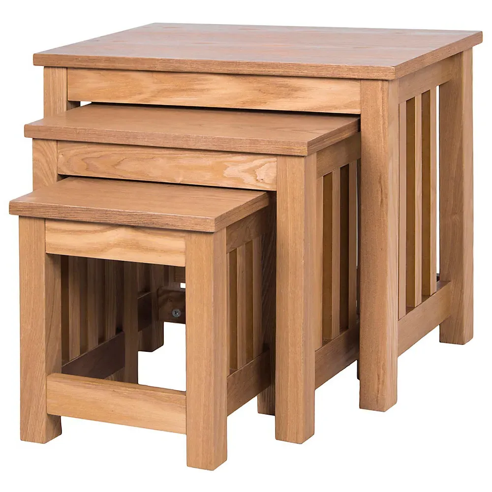 Ashton Pine Nest of Tables Set of 3 - Brown