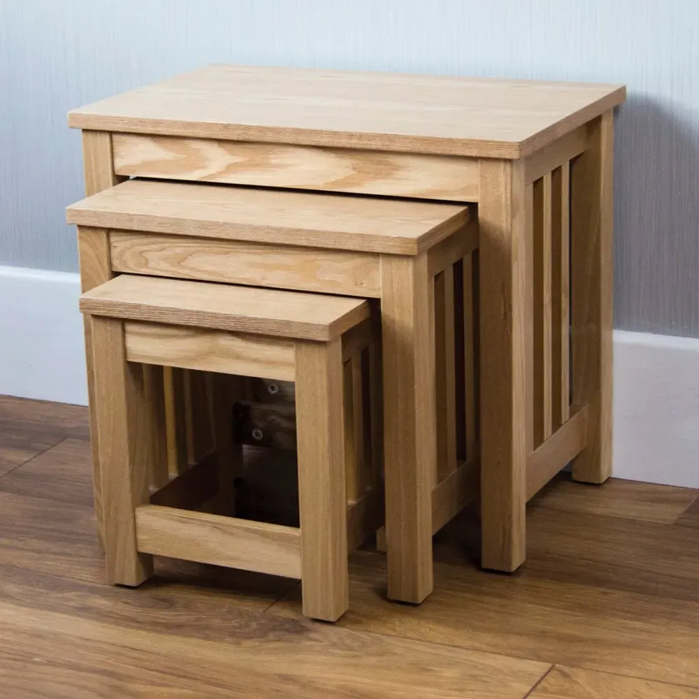 Ashton Pine Nest of Tables Set of 3 - Brown