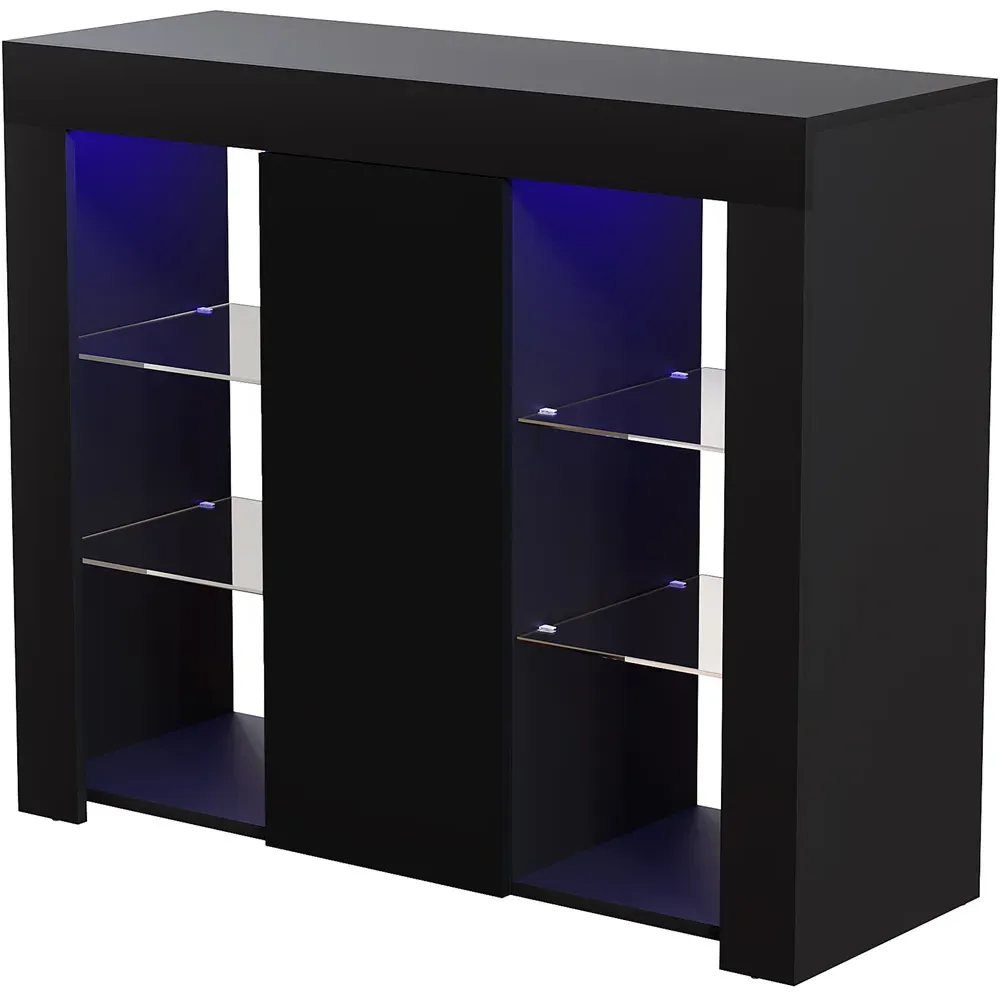Azura Large Single Door Sideboard with LED - Black
