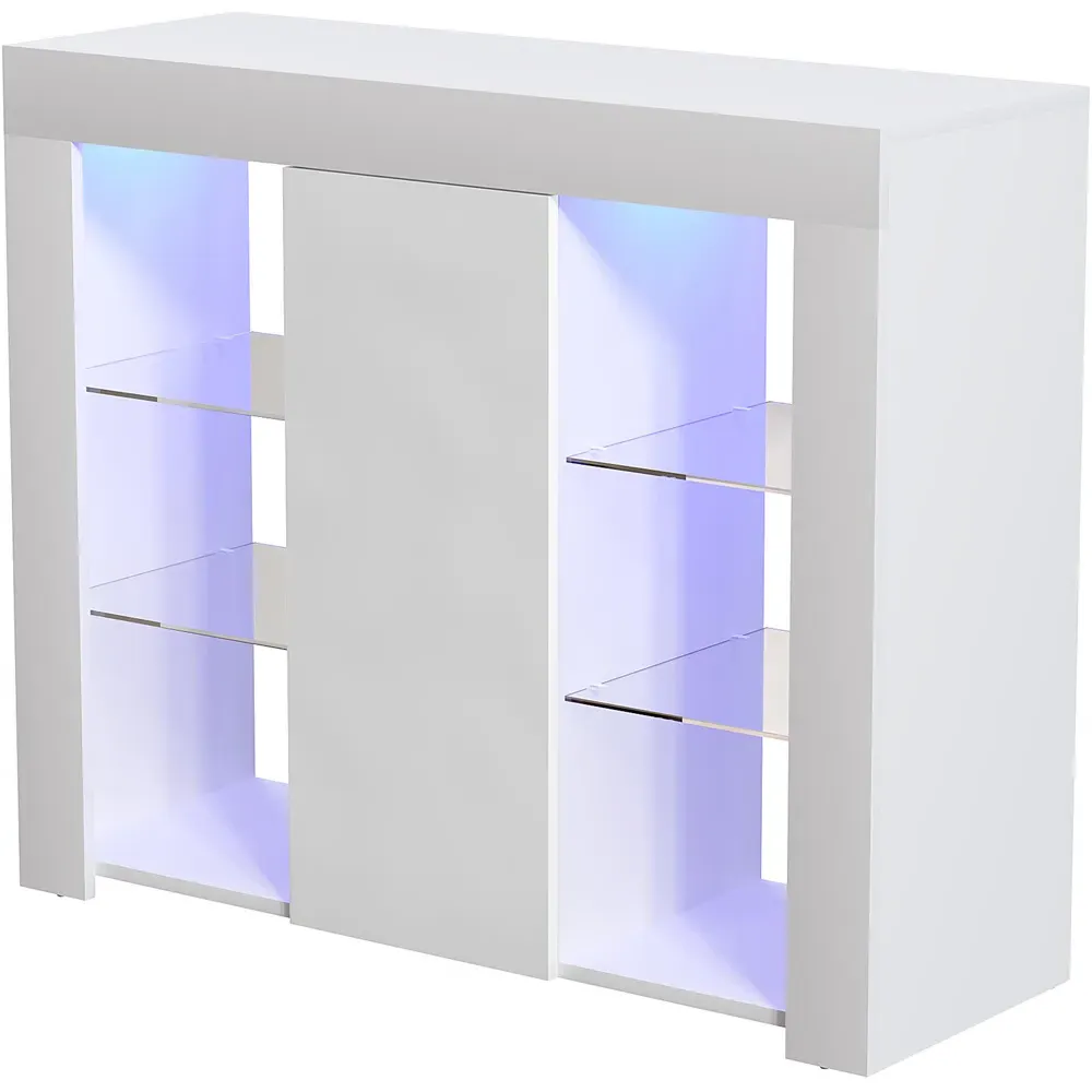 Azura Large Single Door Sideboard with LED - White