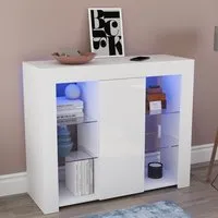 Azura Large Single Door Sideboard with LED - White