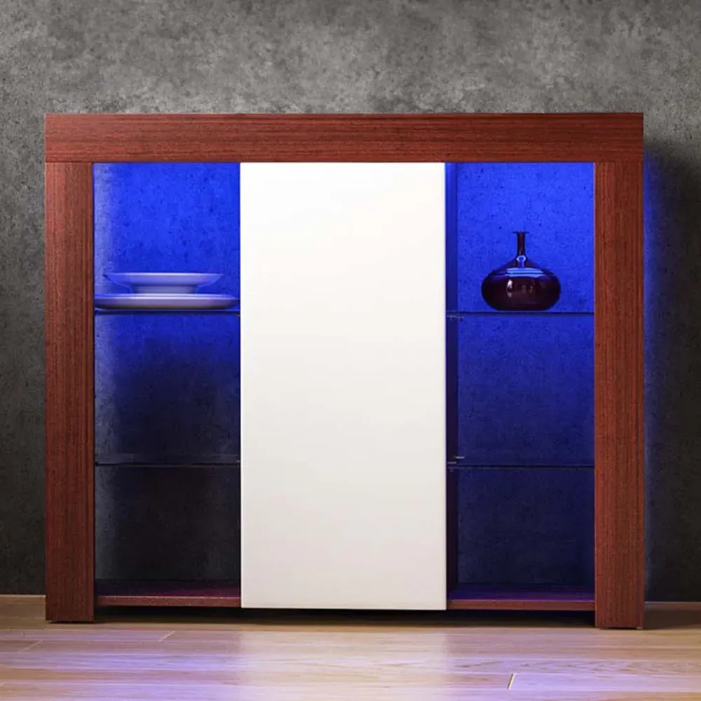 Azura Large Single Door Sideboard with LED - White