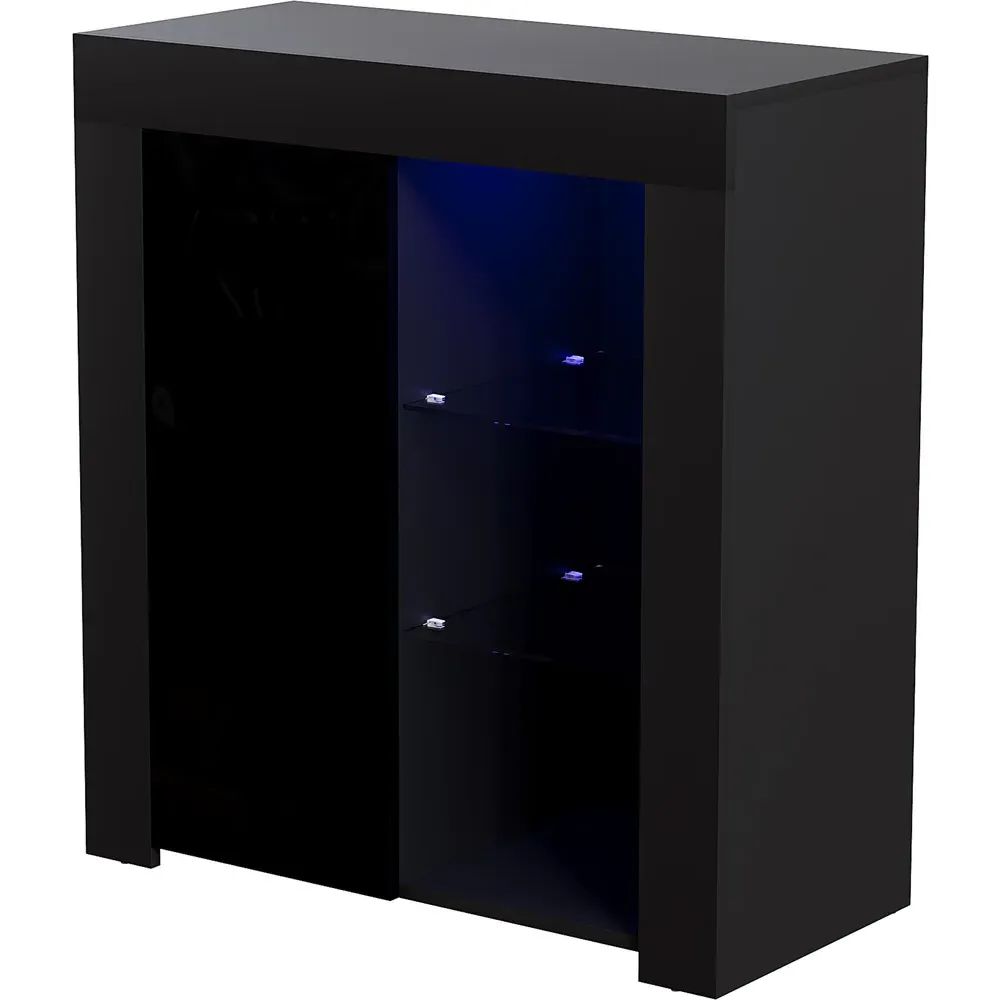 Azura Single Door Sideboard with LED - Black